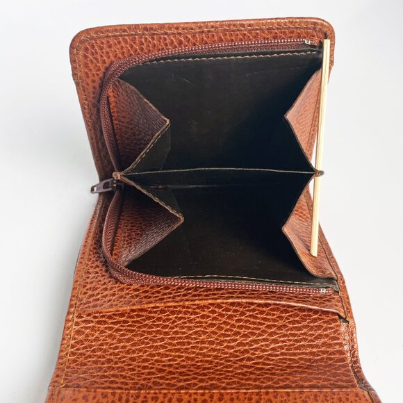 Bally Wallet French Purse Small Bifold Tan Grained Leather Vintage Y2K - Picture 6 of 11